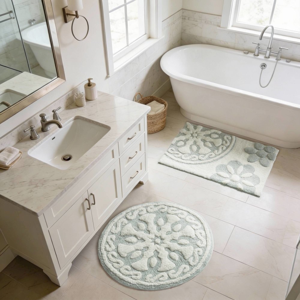 Casablanca Medallion Cotton Tufted Bath Rug. Picture 5