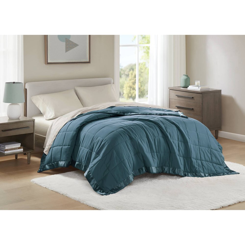 Windom Lightweight Down Alternative Blanket with Satin Trim. Picture 1