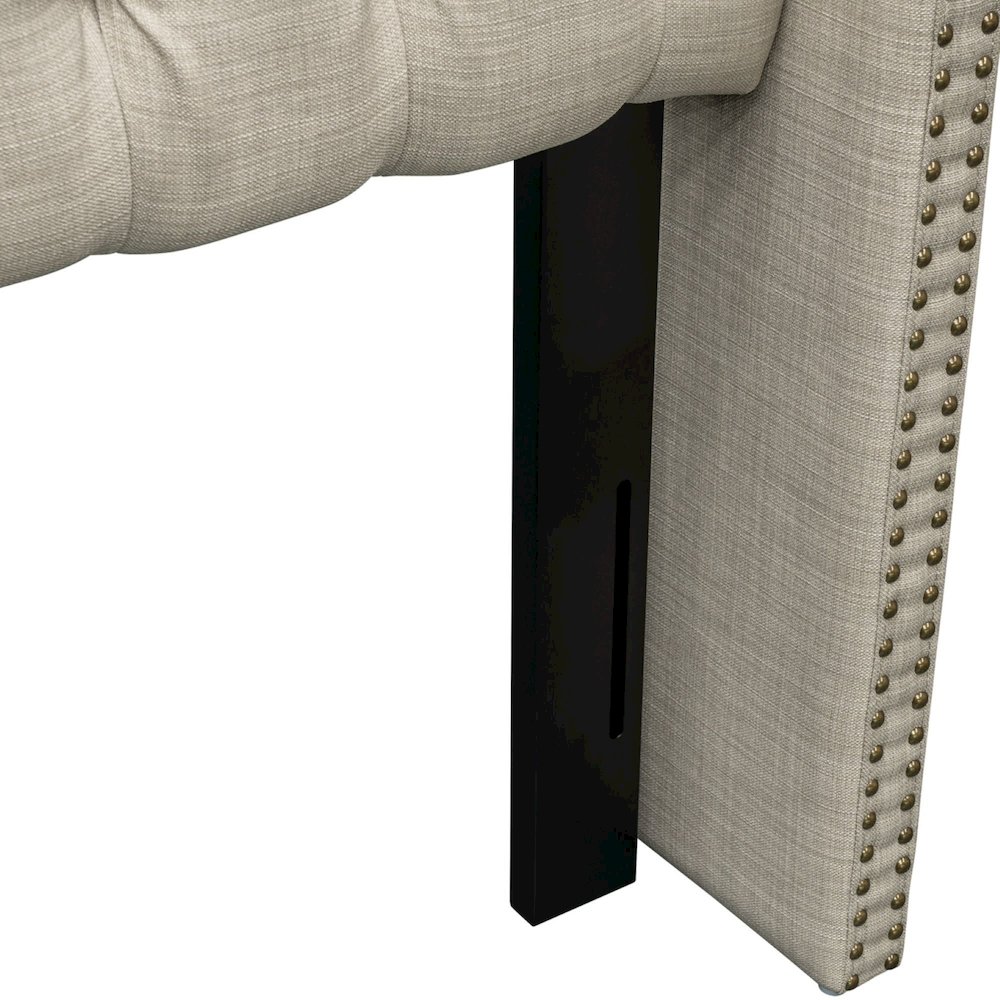 Amelia Upholstered Wingback Headboard with Button Tufting & Nailhead Trim. Picture 4