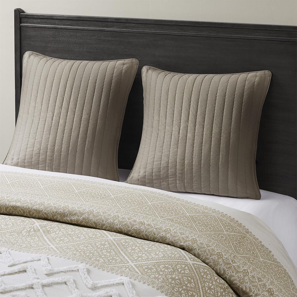 Camila Cotton Quilted Euro Sham, Taupe color. Picture 2
