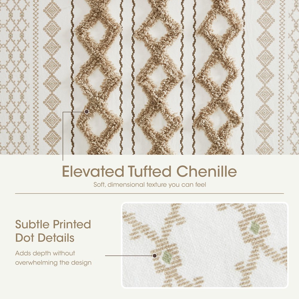 Imani Cotton Printed Shower Curtain with Chenille. Picture 4