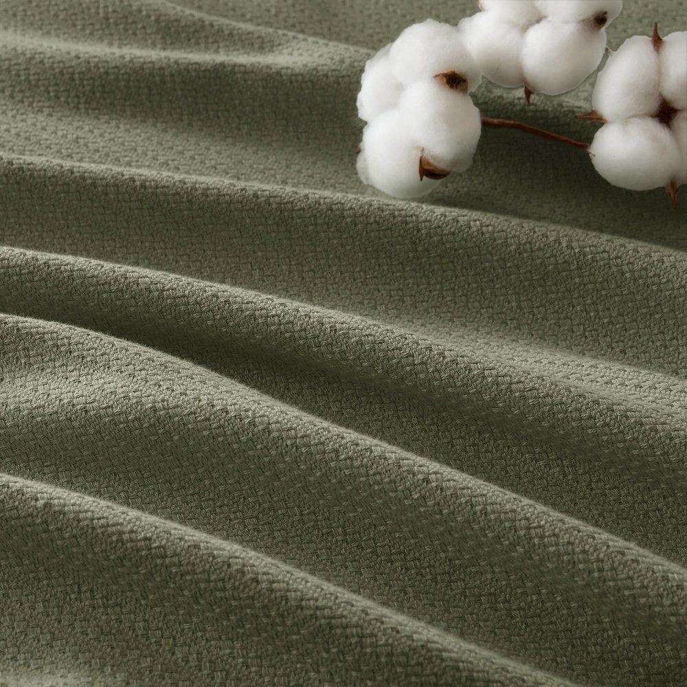 Liquid Cotton Blanket, Olive Green color. Picture 4