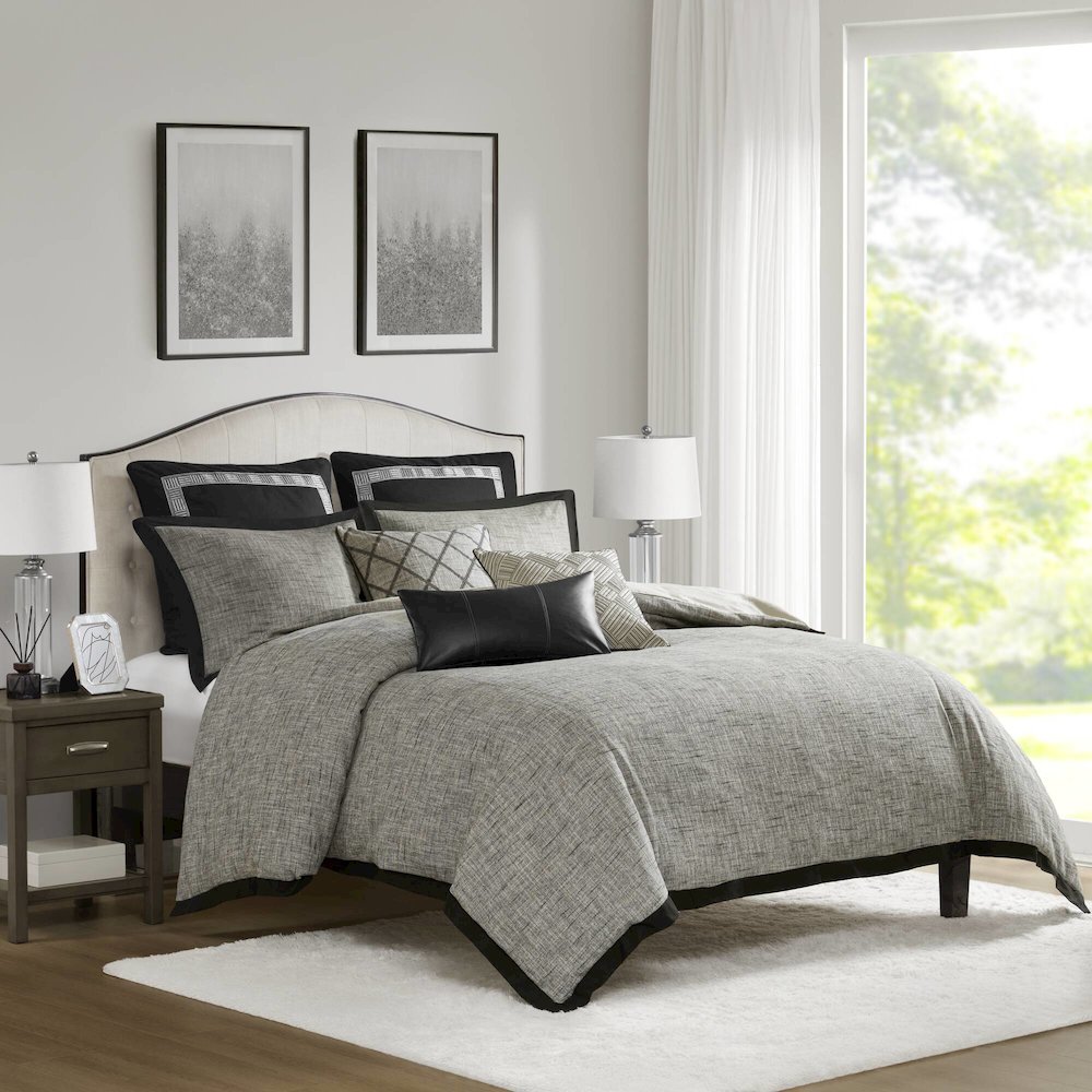 Reed Comforter Set, Gray color. Picture 1