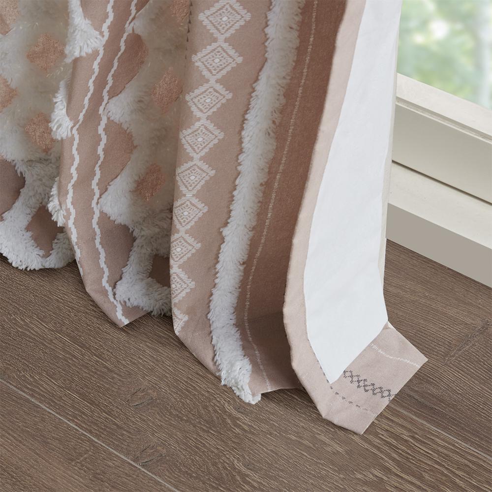 Cotton Printed Curtain Panel with Chenille Stripe and Lining. Picture 2