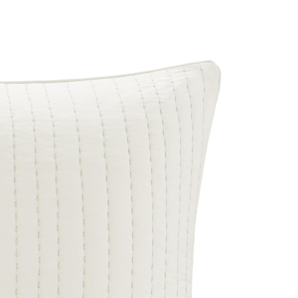 Camila Cotton Quilted Euro Sham, White color. Picture 4
