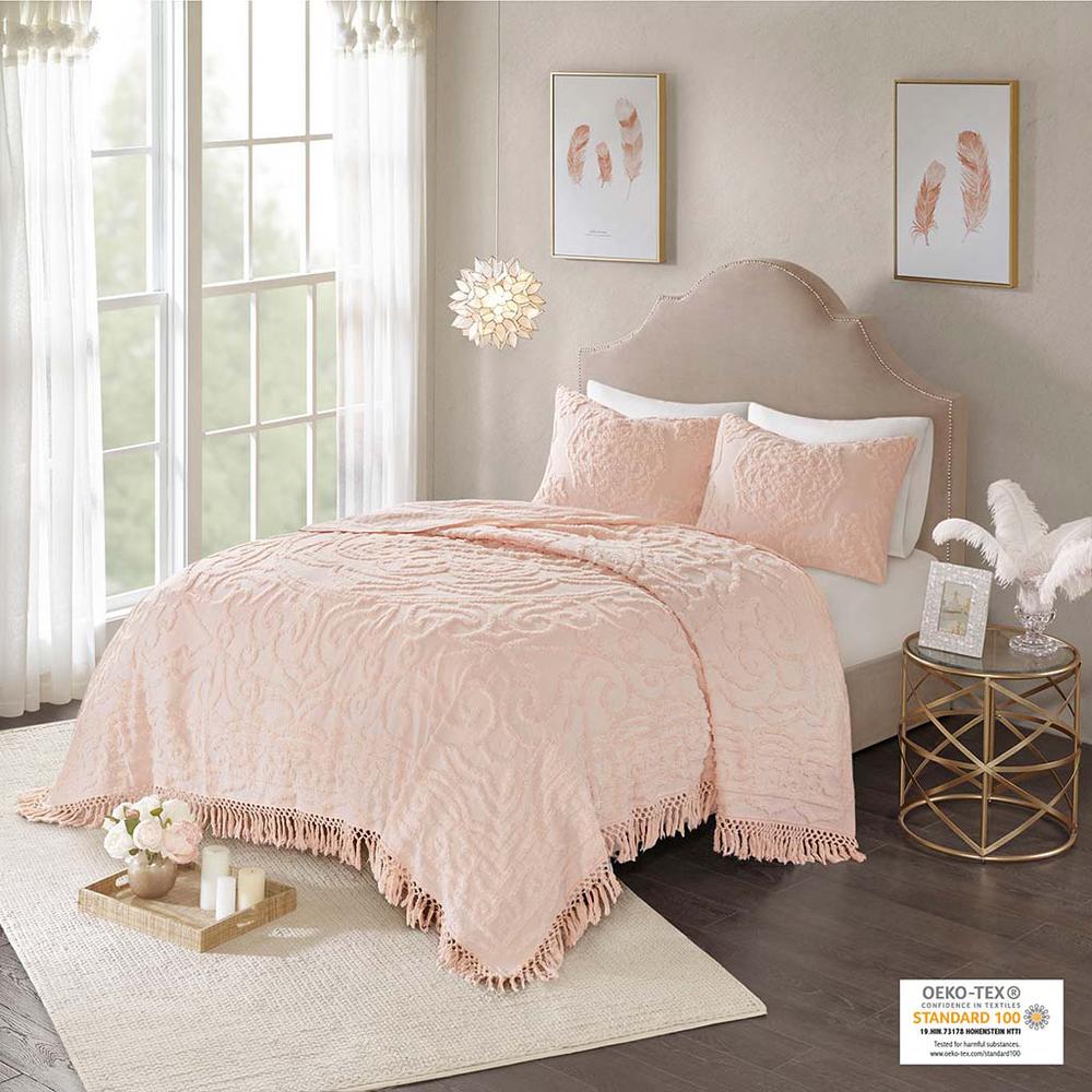 Tufted Cotton Chenille Medallion Fringe Coverlet Mini Set. Picture 5
