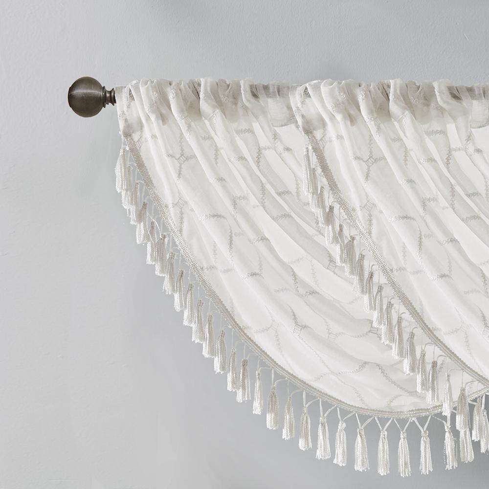 Diamond Sheer Embroidered Waterfall Valance. Picture 3