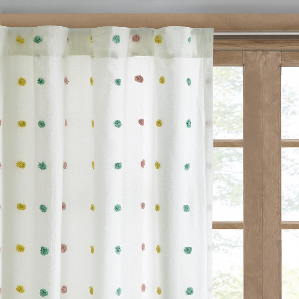Cotton Jacquard Pom Pom Curtain Panel. Picture 1