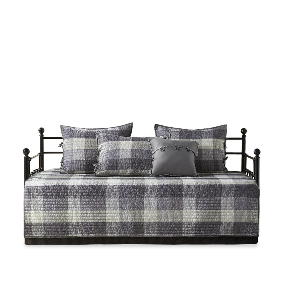 6 Piece Reversible Plaid Daybed Cover Set. Picture 1