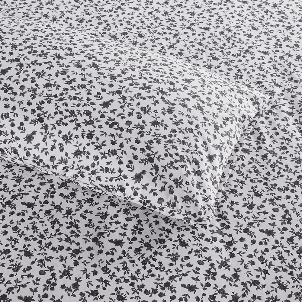 Printed Microfiber Sheet Set, Black Floral color. Picture 1