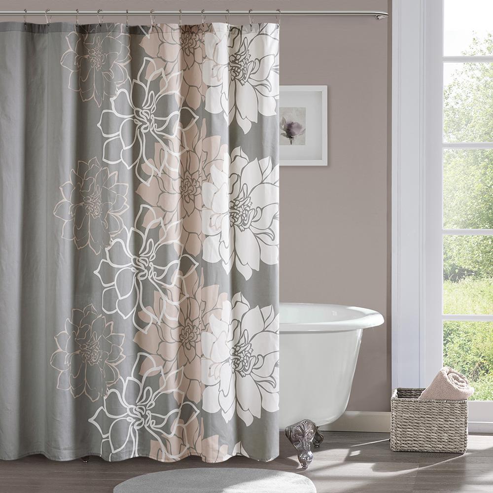 100% Cotton  Floral Printed Shower Curtain. Picture 1
