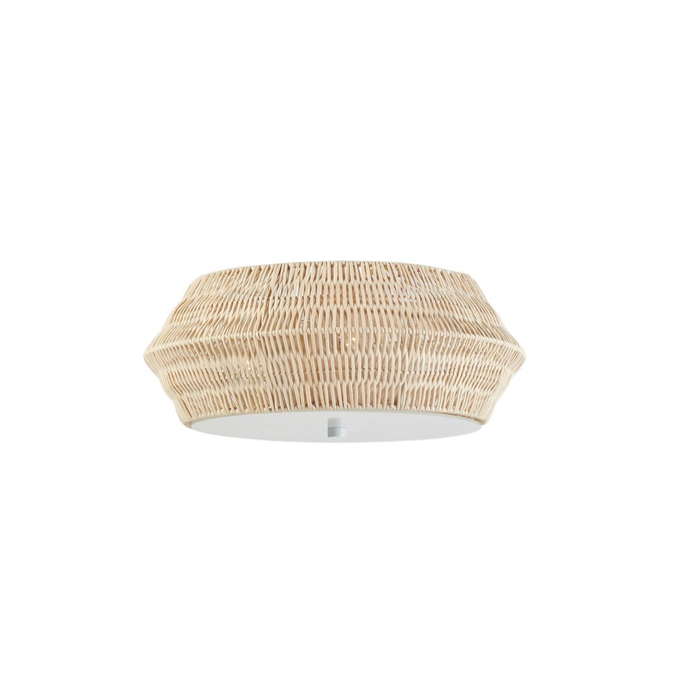 Boho Bamboo Flush Mount Ceiling Light. Picture 1
