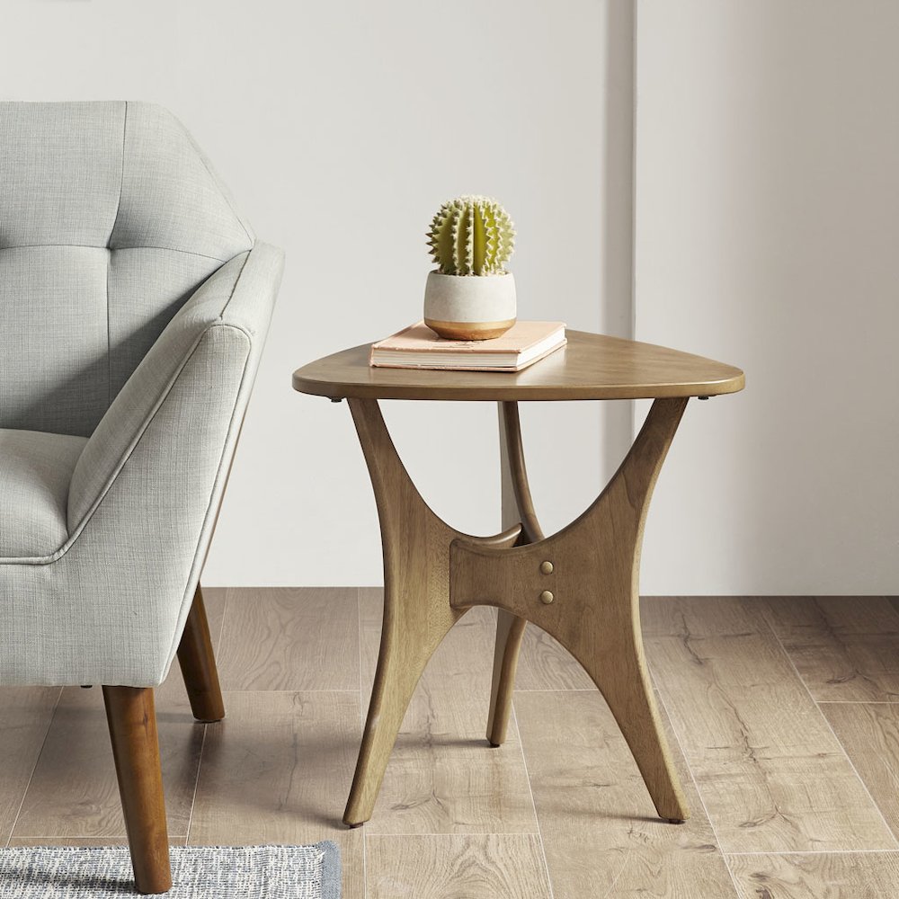 Triangle Wood Side Table. Picture 4