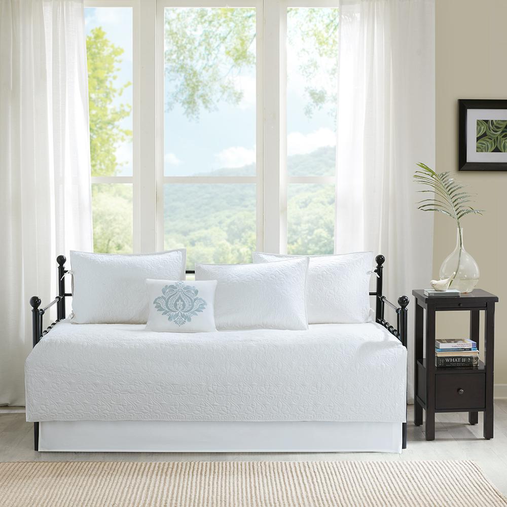 Quebec 6 Piece Reversible Daybed Cover Set, White color. Picture 1