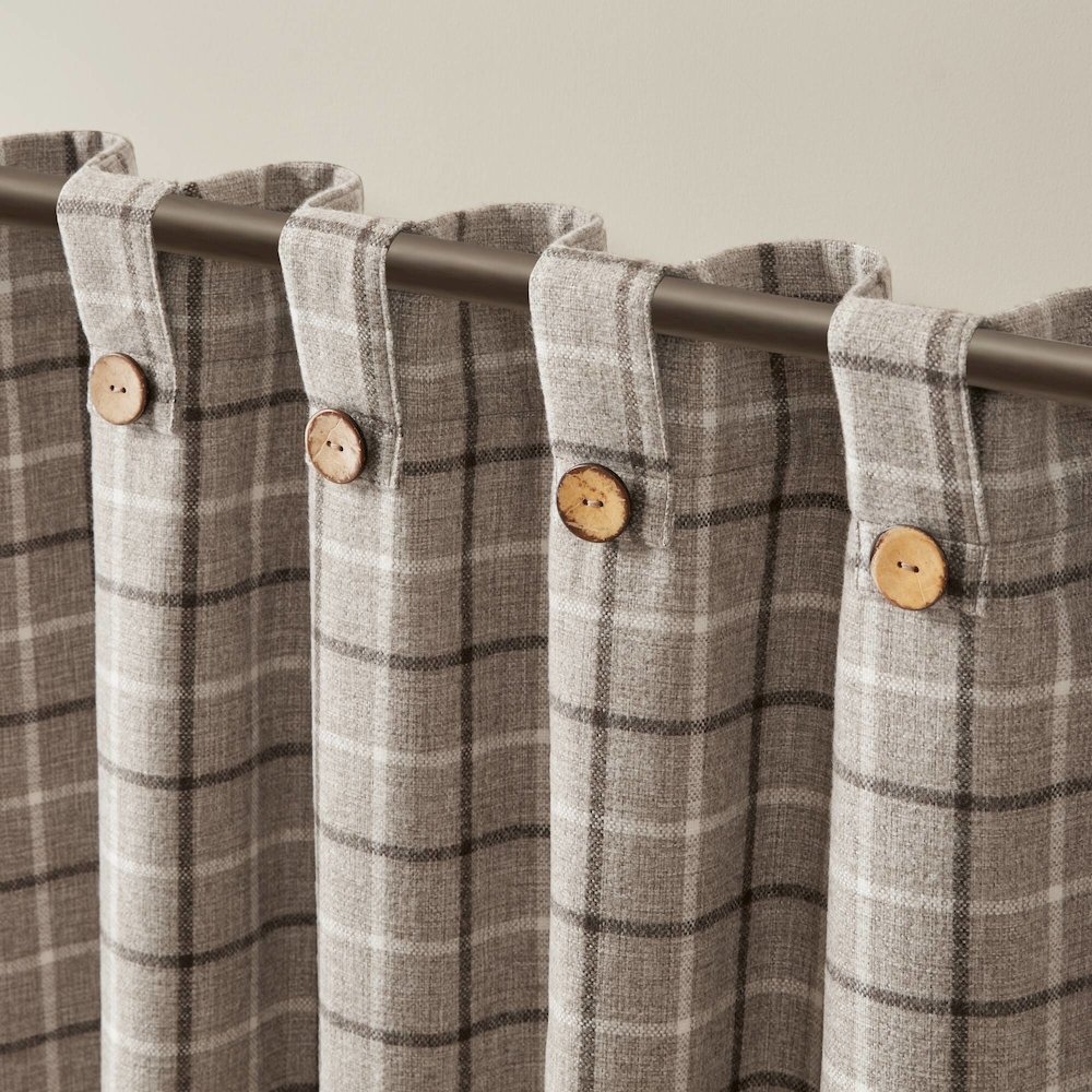 Anaheim Plaid Rod Pocket and Back Tab Curtain Panel with Fleece Lining. Picture 5