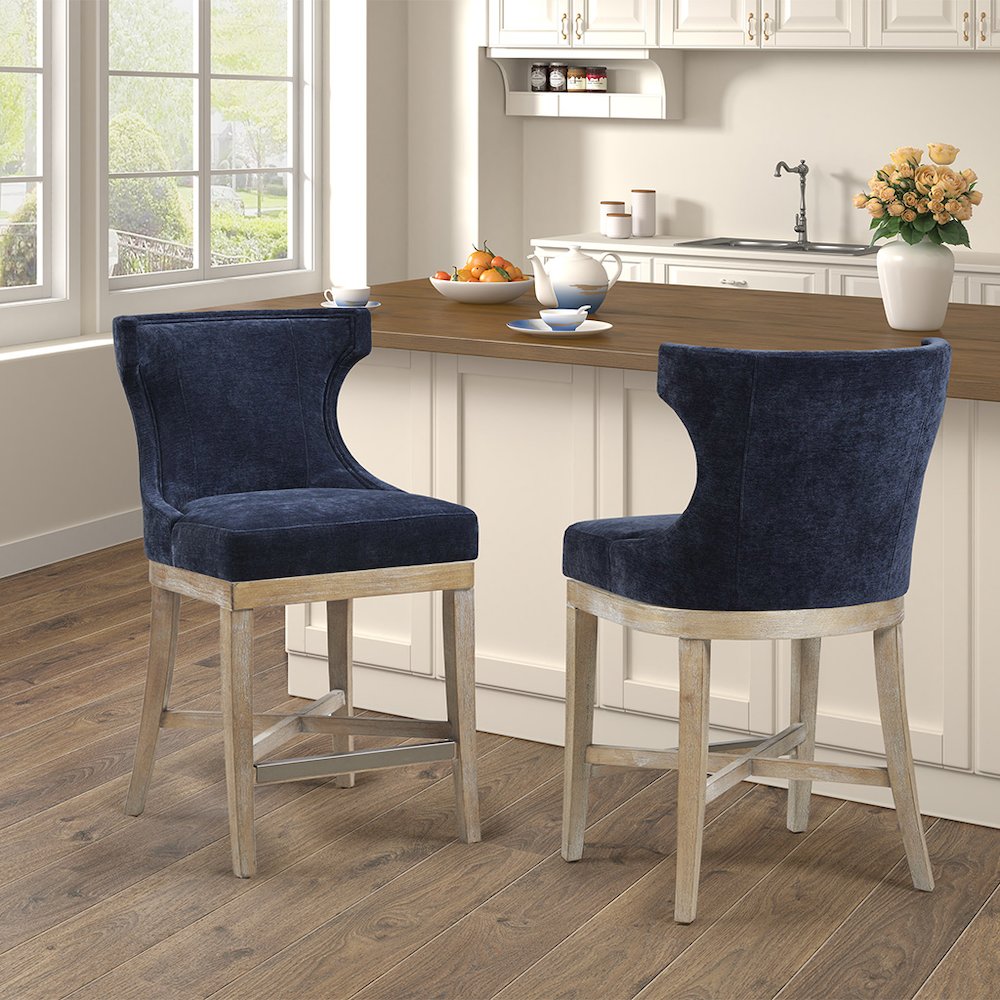 Carson Counter Stool with Swivel Seat, Navy color. Picture 4