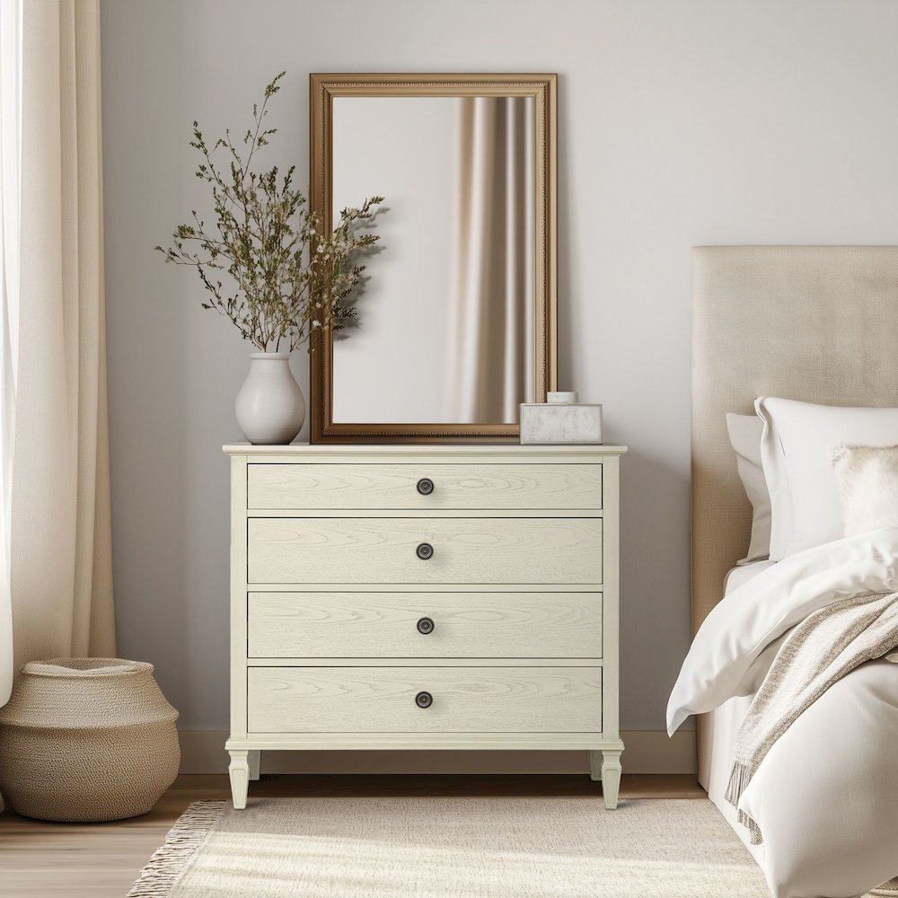 Victoria 4-drawer wood dresser (40"), Antique Cream color. Picture 2