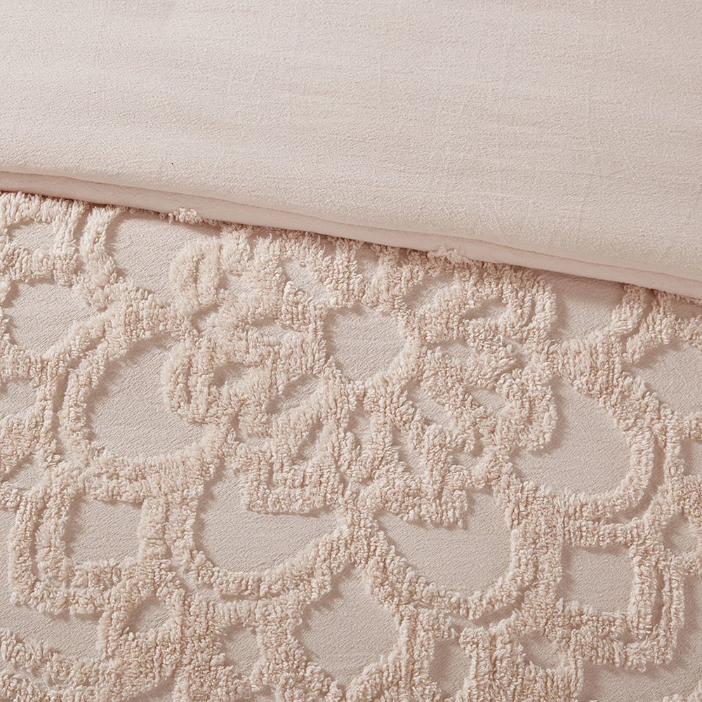 3-Piece Tufted Cotton Chenille Medallion Duvet Cover Set. Picture 3