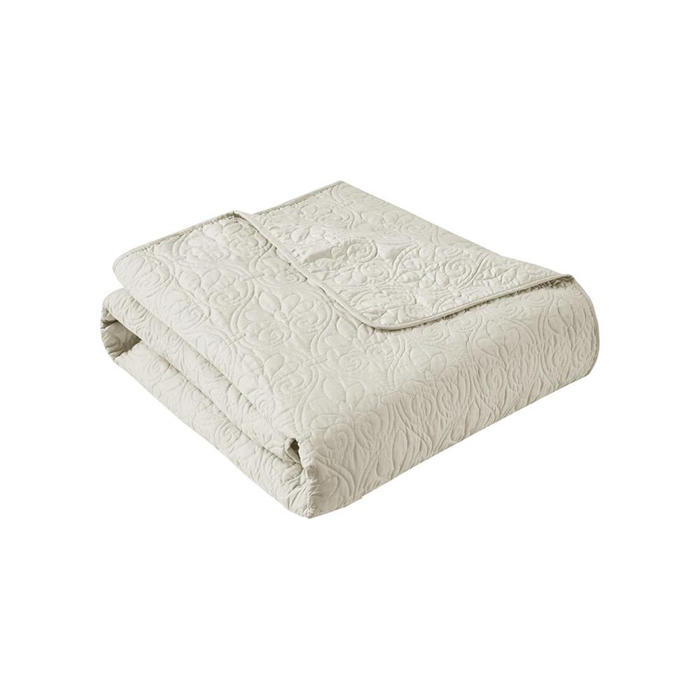Quebec Oversized Quilted Throw, Ivory color. Picture 1