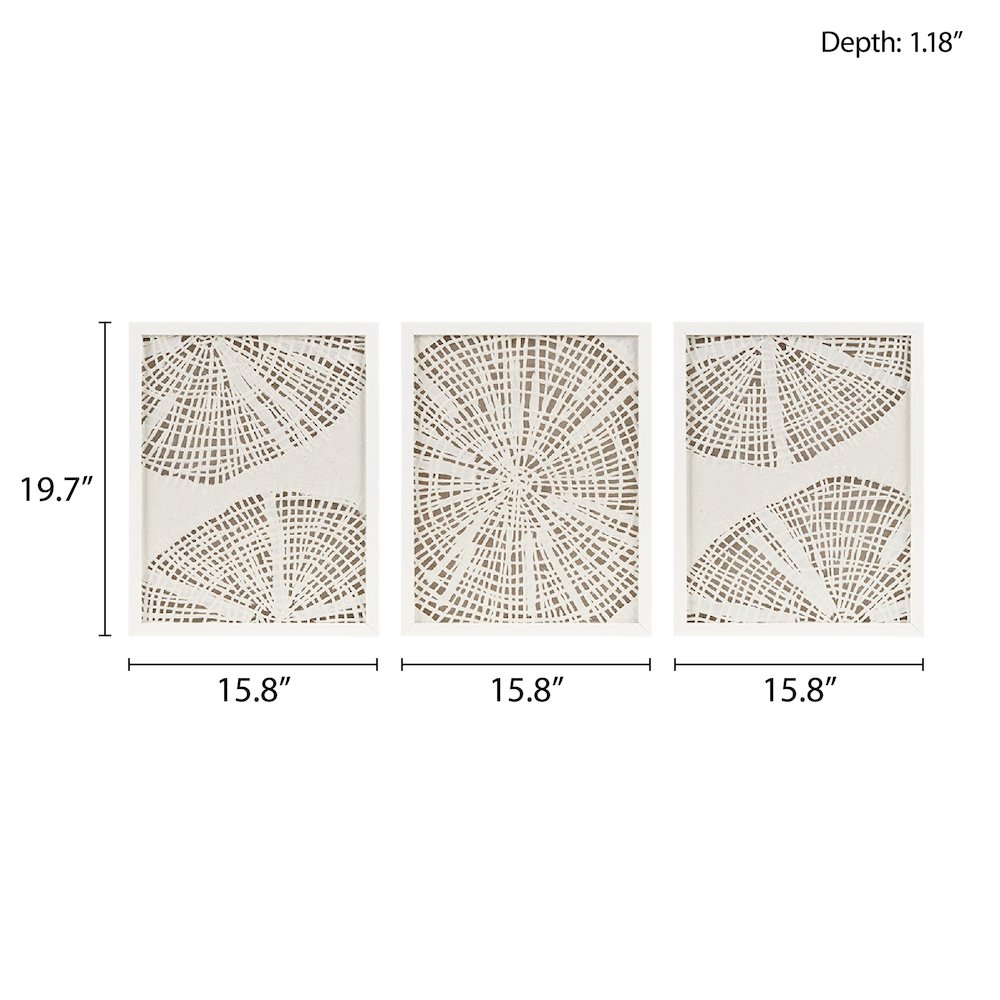 Framed Abstract Coastal Rice Paper 3-piece Shadowbox Wall Decor Set. Picture 5