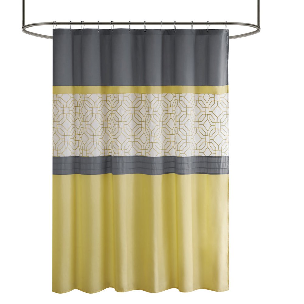 Embroidered and Pieced Shower Curtain. Picture 2