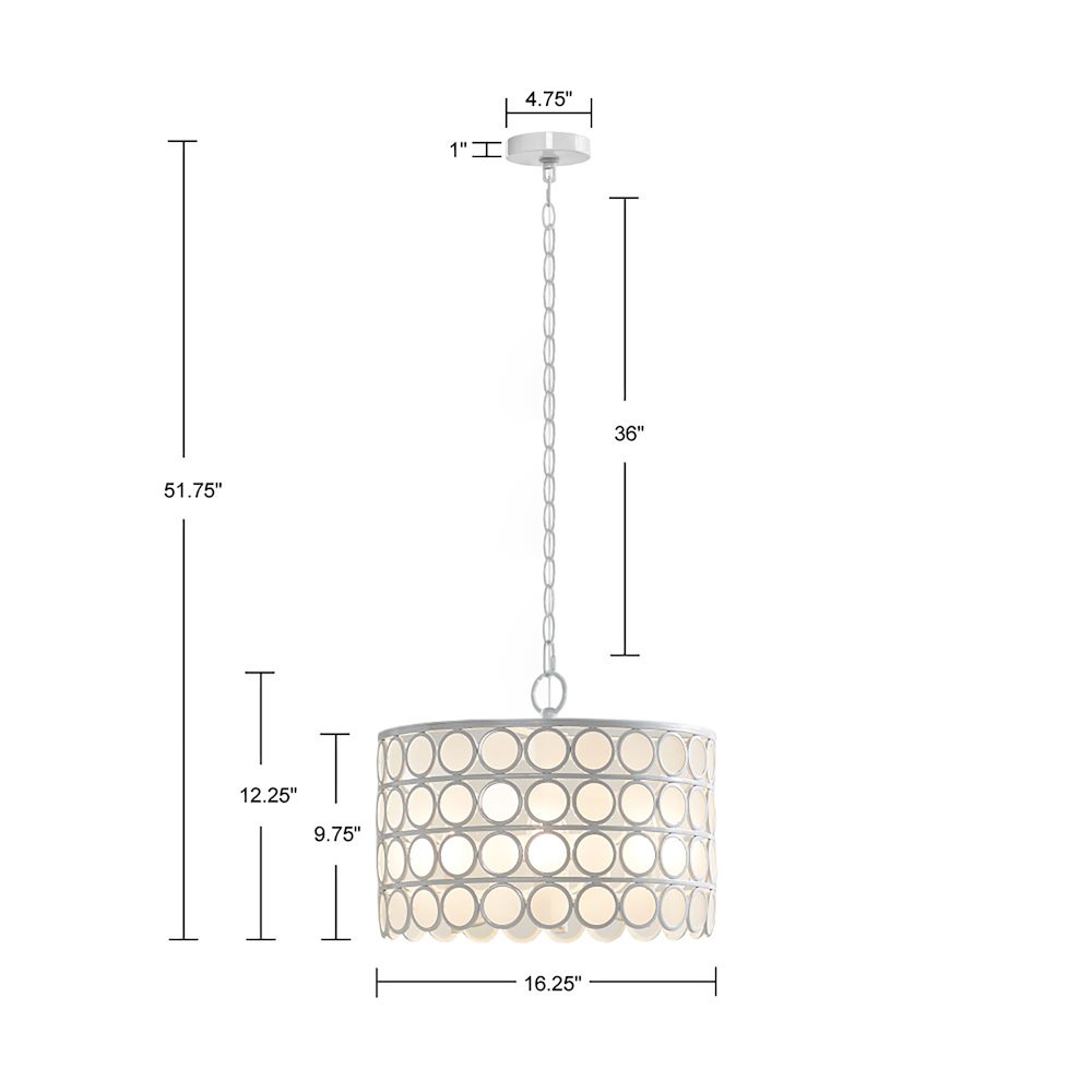 4-Light Glass Drum Shade Chandelier. Picture 3