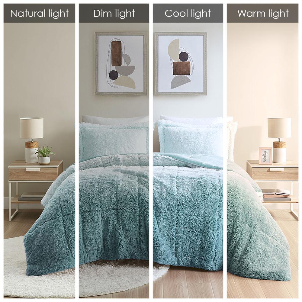 Ombre Shaggy Long Fur Comforter Mini Set. Picture 1