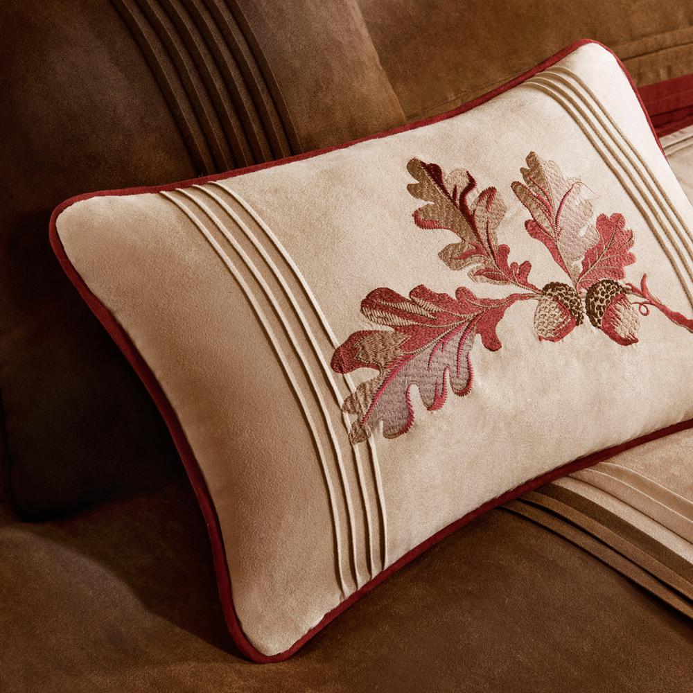 Jackson Blocks 7 Piece Microsuede Comforter Set, Red color. Picture 3