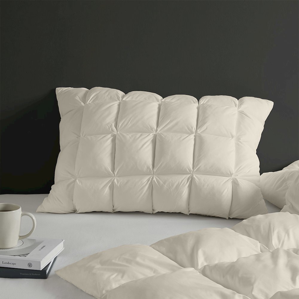 Stay Puffed Overfilled Pillow Protector Single Piece in Tan Color. Picture 2