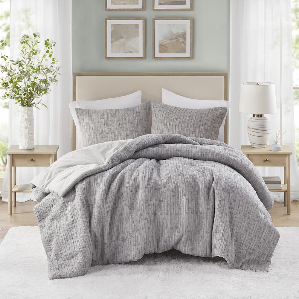 Arlo Oversized Comforter Set, Charcoal color. Picture 2
