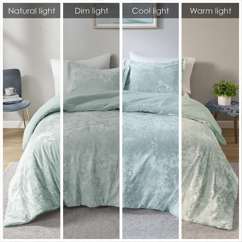 Crushed Velvet Sherpa Reversible Comforter Set. Picture 5