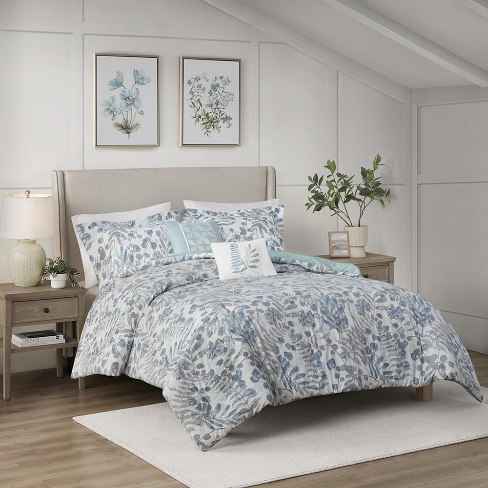 5 Piece Botanical Floral Seersucker Comforter Set. Picture 4