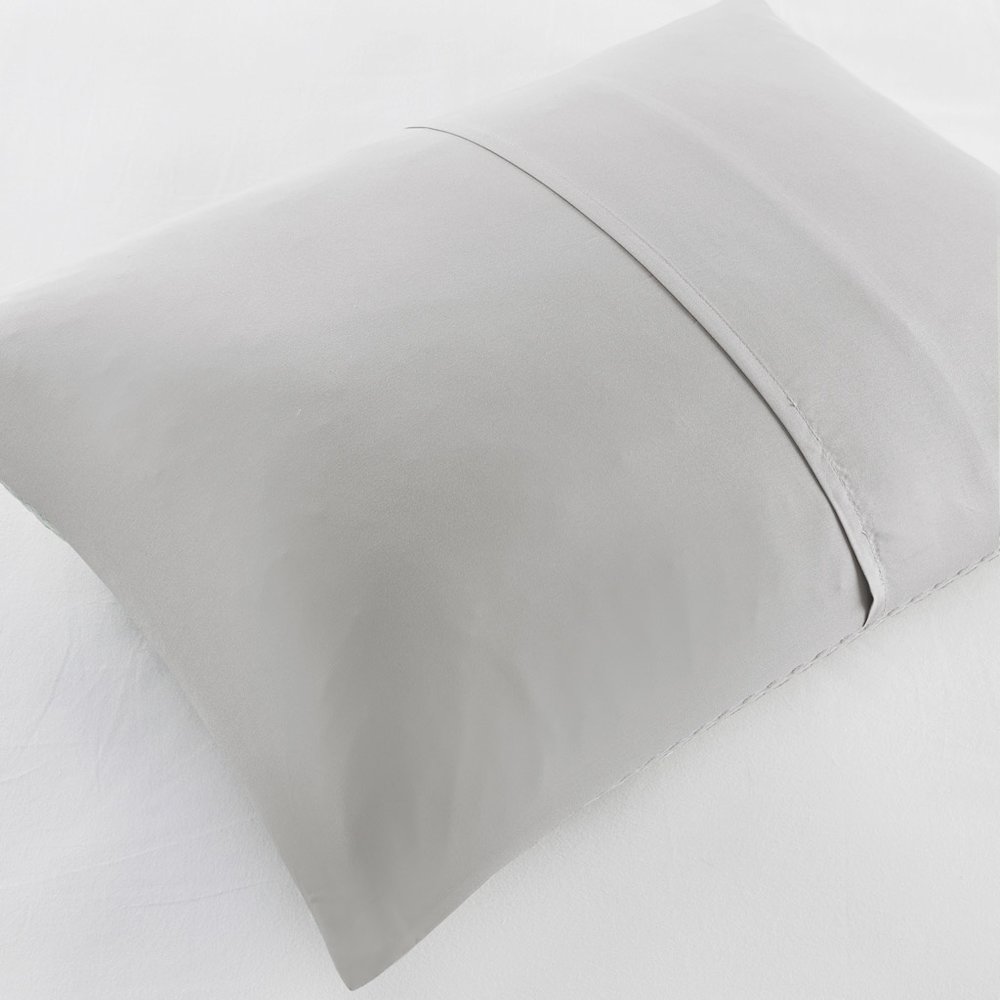 Mina Waffle Weave Textured Duvet Cover Set, Light Grey color. Picture 5