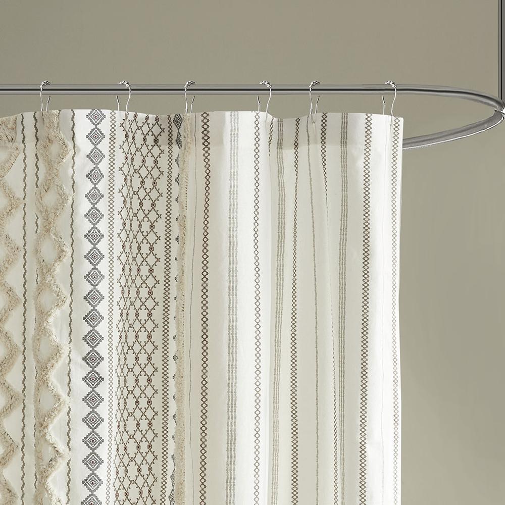 Cotton Printed Shower Curtain with Chenille. Picture 1