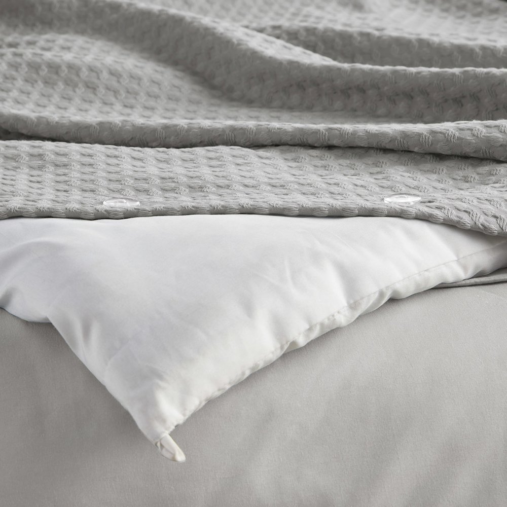 Mina Waffle Weave Textured Comforter Set, Light Grey color. Picture 2