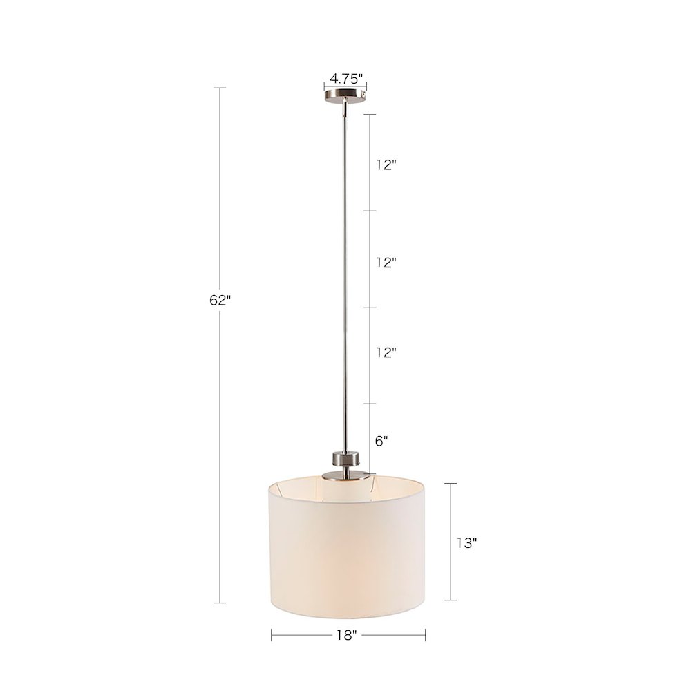 Metal Pendant with Drum Shade. Picture 1