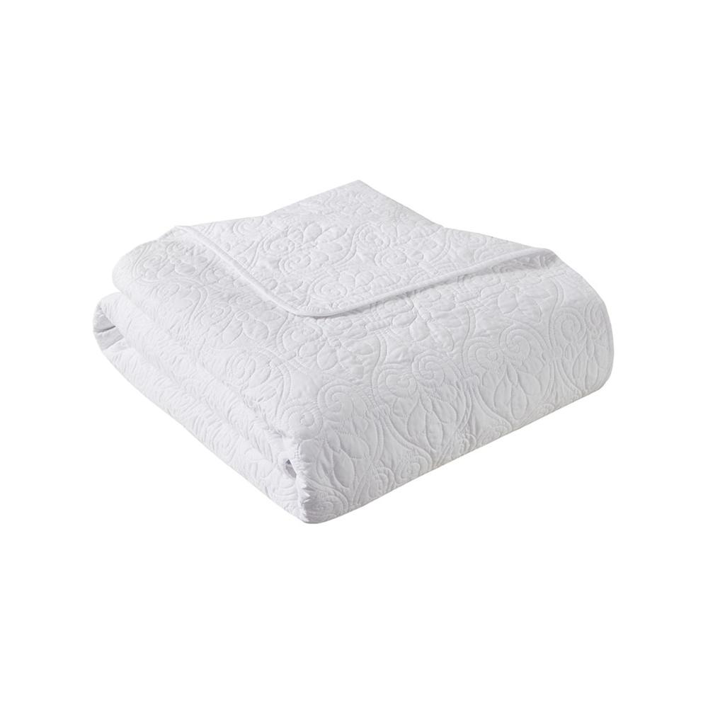Quebec Oversized Quilted Throw, White color. Picture 1