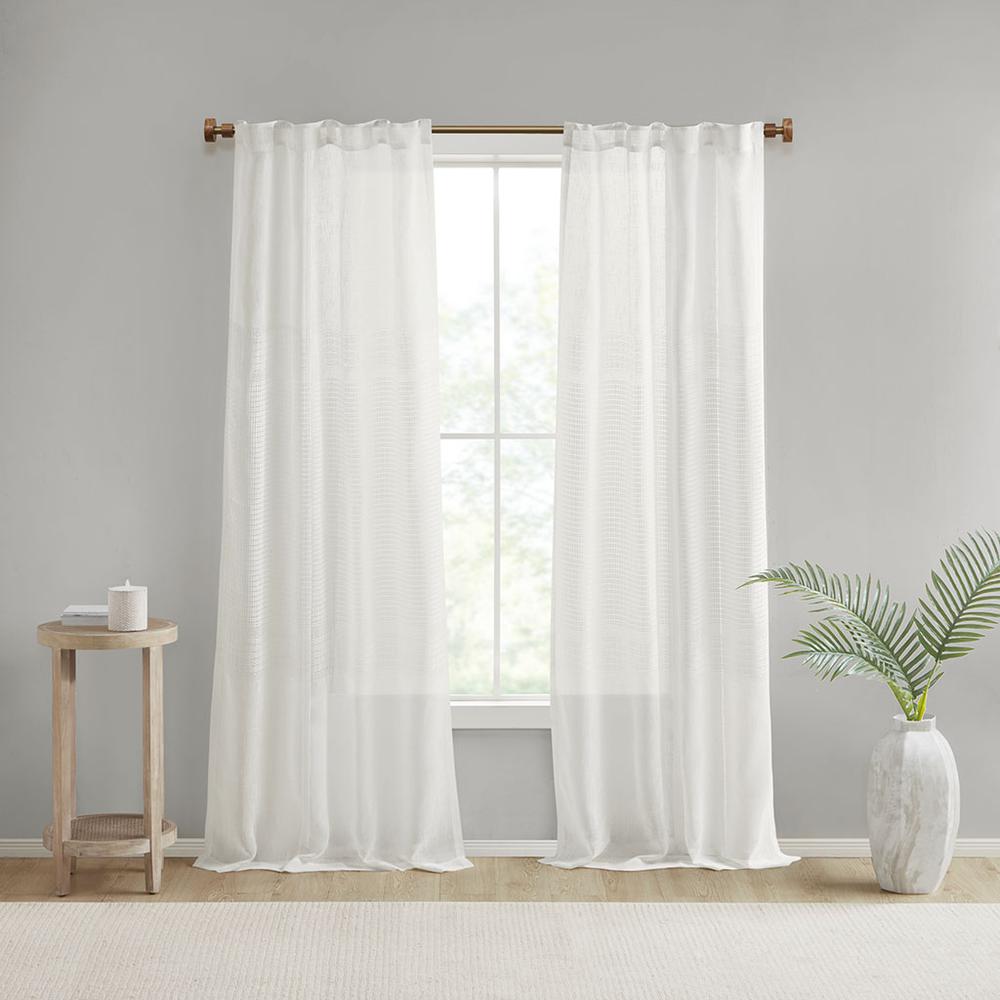 Yarn Dye Sheer Curtain Panel Pair. Picture 4