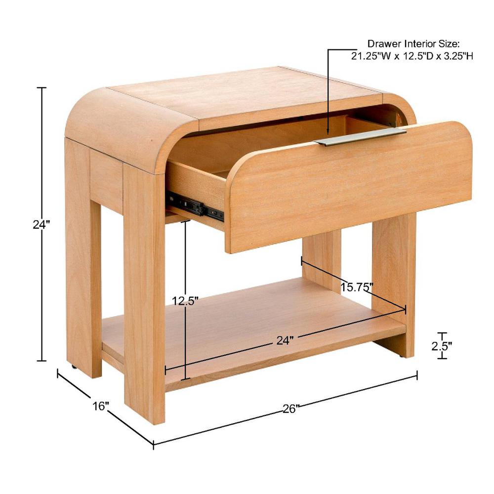 Modern One Drawer Waterfall Nightstand. Picture 6