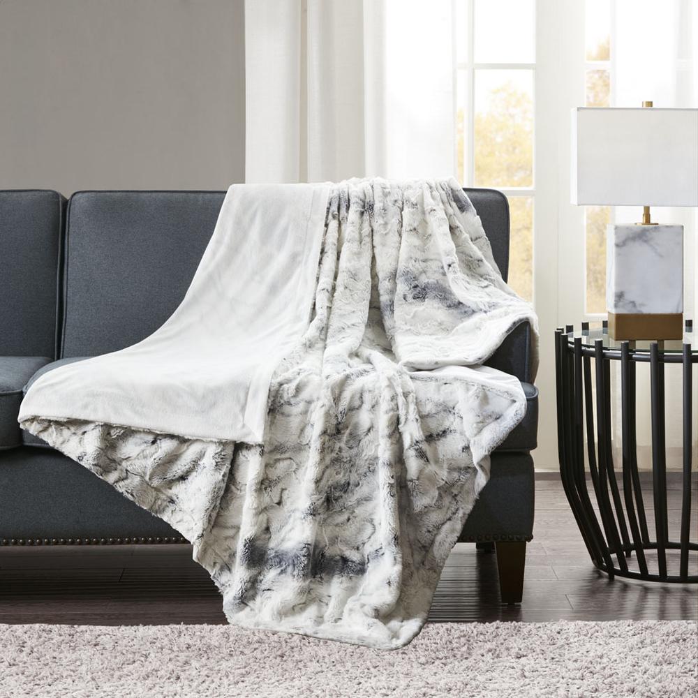 Sachi Oversized Faux Fur Throw, Grey color. Picture 4