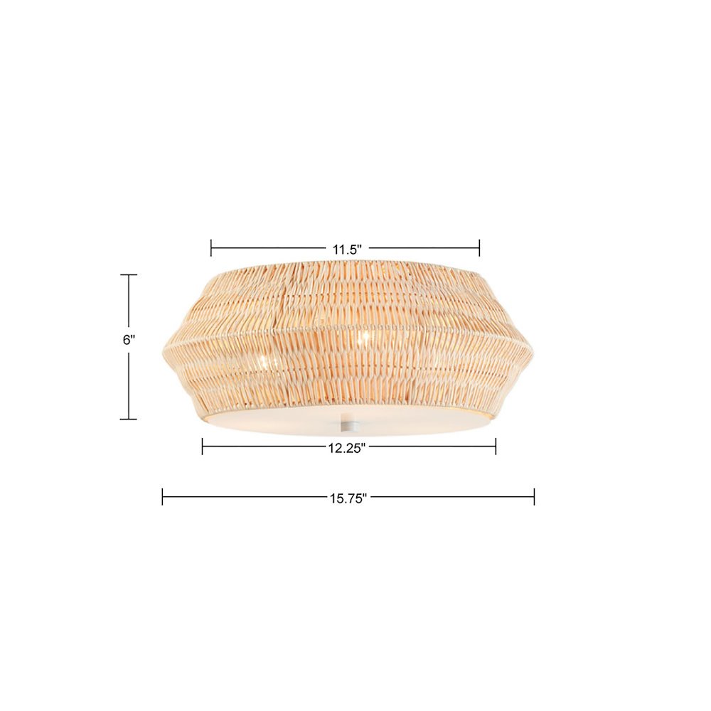 Boho Bamboo Flush Mount Ceiling Light. Picture 3