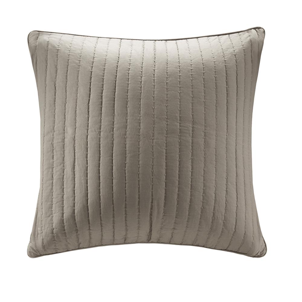 Camila Cotton Quilted Euro Sham, Taupe color. Picture 3