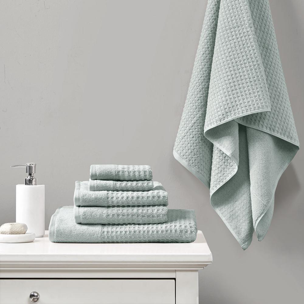 Cotton Waffle Jacquard Antimicrobial Bath Towel 6 Piece Set. Picture 2