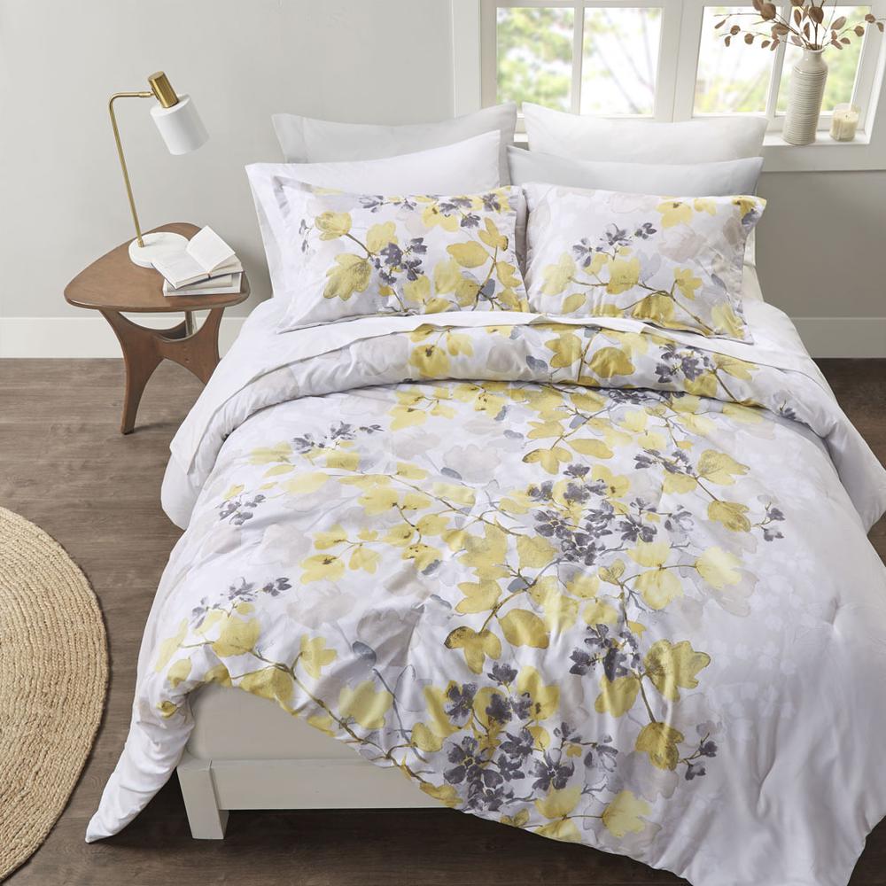 Alexis Comforter Set with Bed Sheets, Yellow color. Picture 4