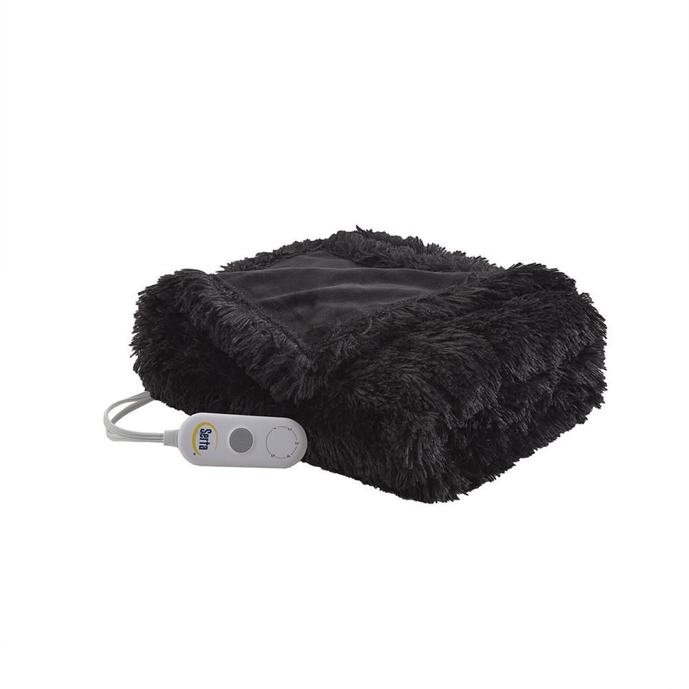 Shaggy Faux Fur Heated Throw. Picture 3