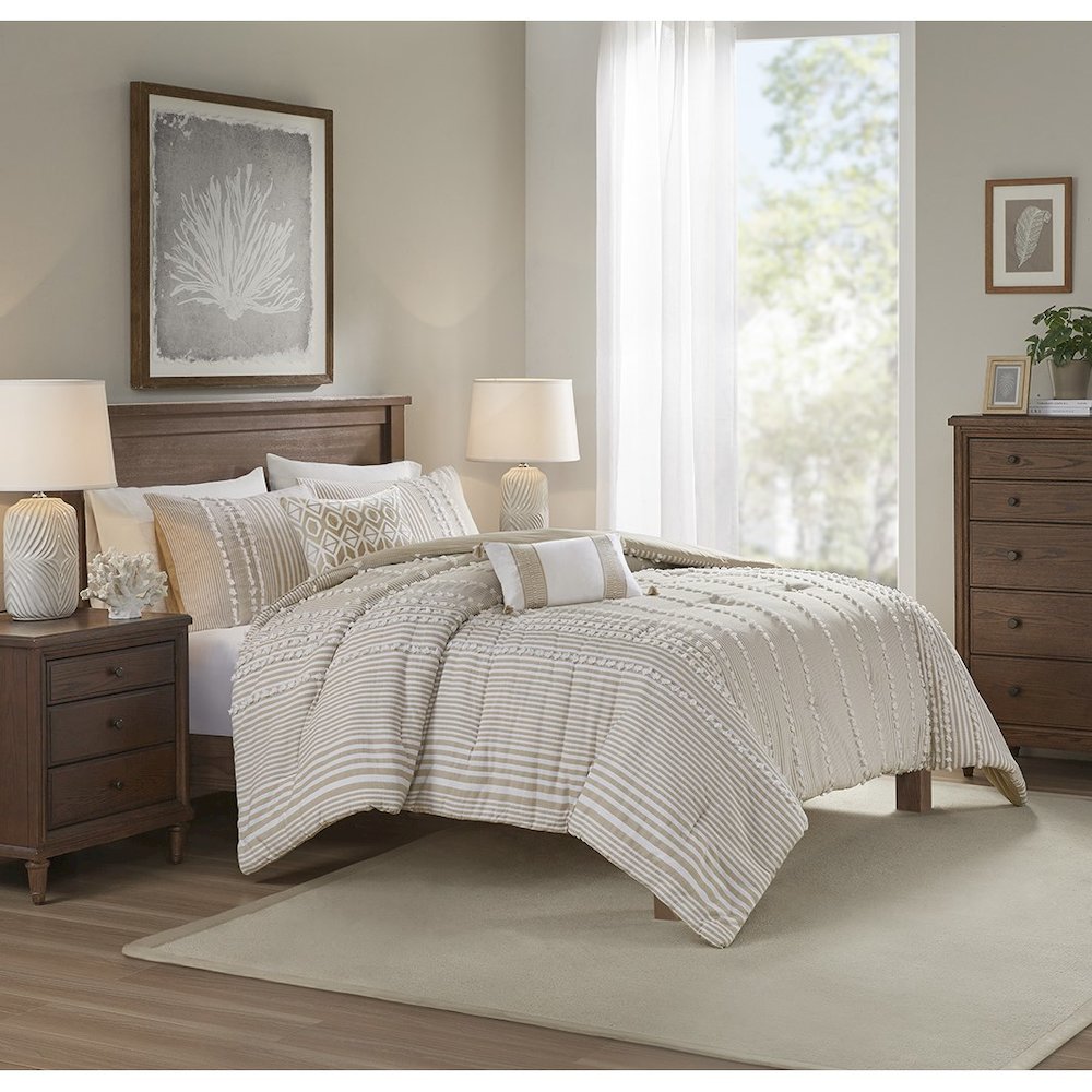 3 Piece Cotton Yarn Dyed Comforter Set. Picture 4