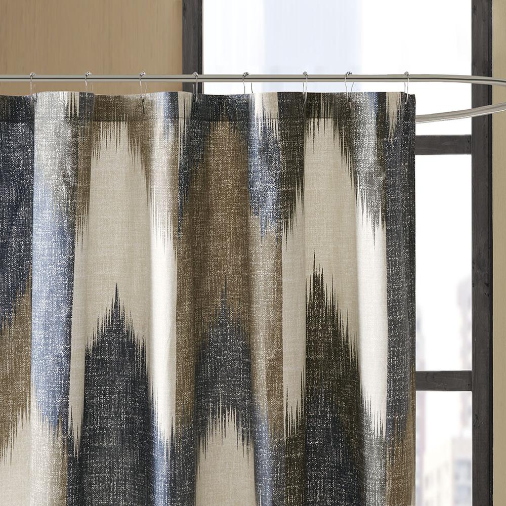 Chevron Print Cotton Shower Curtain, Belen Kox. Picture 1