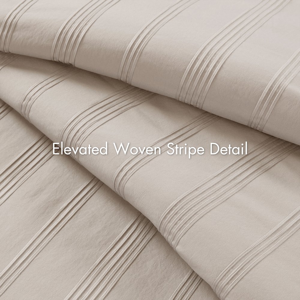 Logan Woven Striped Comforter Set, Neutral color. Picture 3