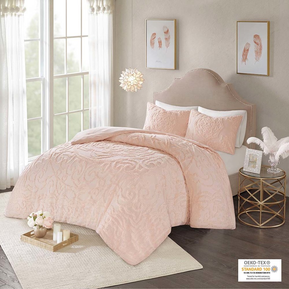 3-Piece Tufted Cotton Chenille Medallion Comforter Set. Picture 4
