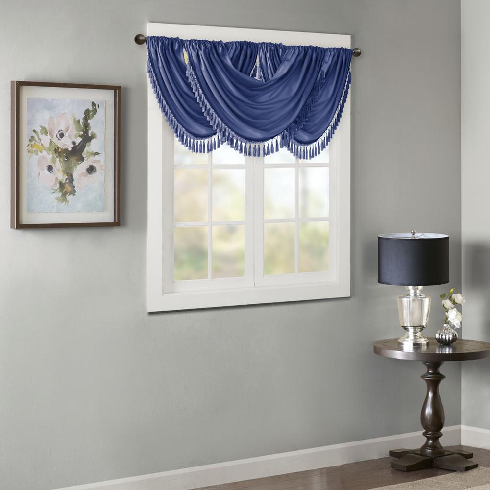 Faux Silk Waterfall Embellished Valance. Picture 2